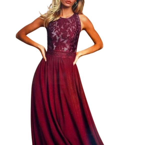 NWT, Lulus Forever And Always Burgundy Lace Maxi Dress Size XS - Picture 1 of 11